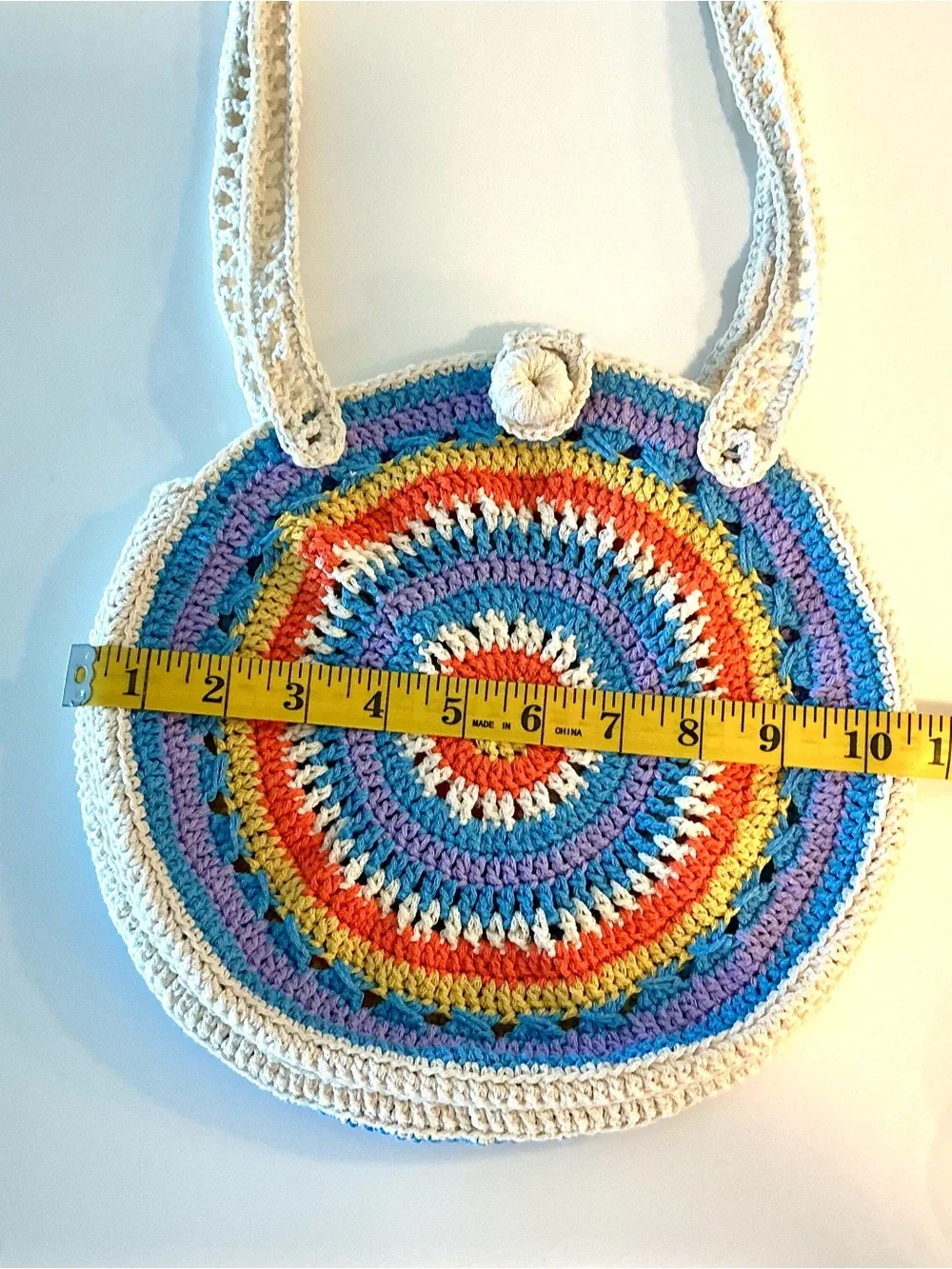 Boho Hippie Retro Shoulder Bag, Summer Crocheted Colorful Bag NEW - Picture 6 of 6
